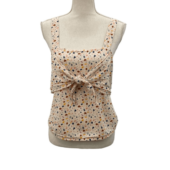 Madewell Terrazzo Print Tie Front Tank Top Size 2 Multicolor - Picture 1 of 10